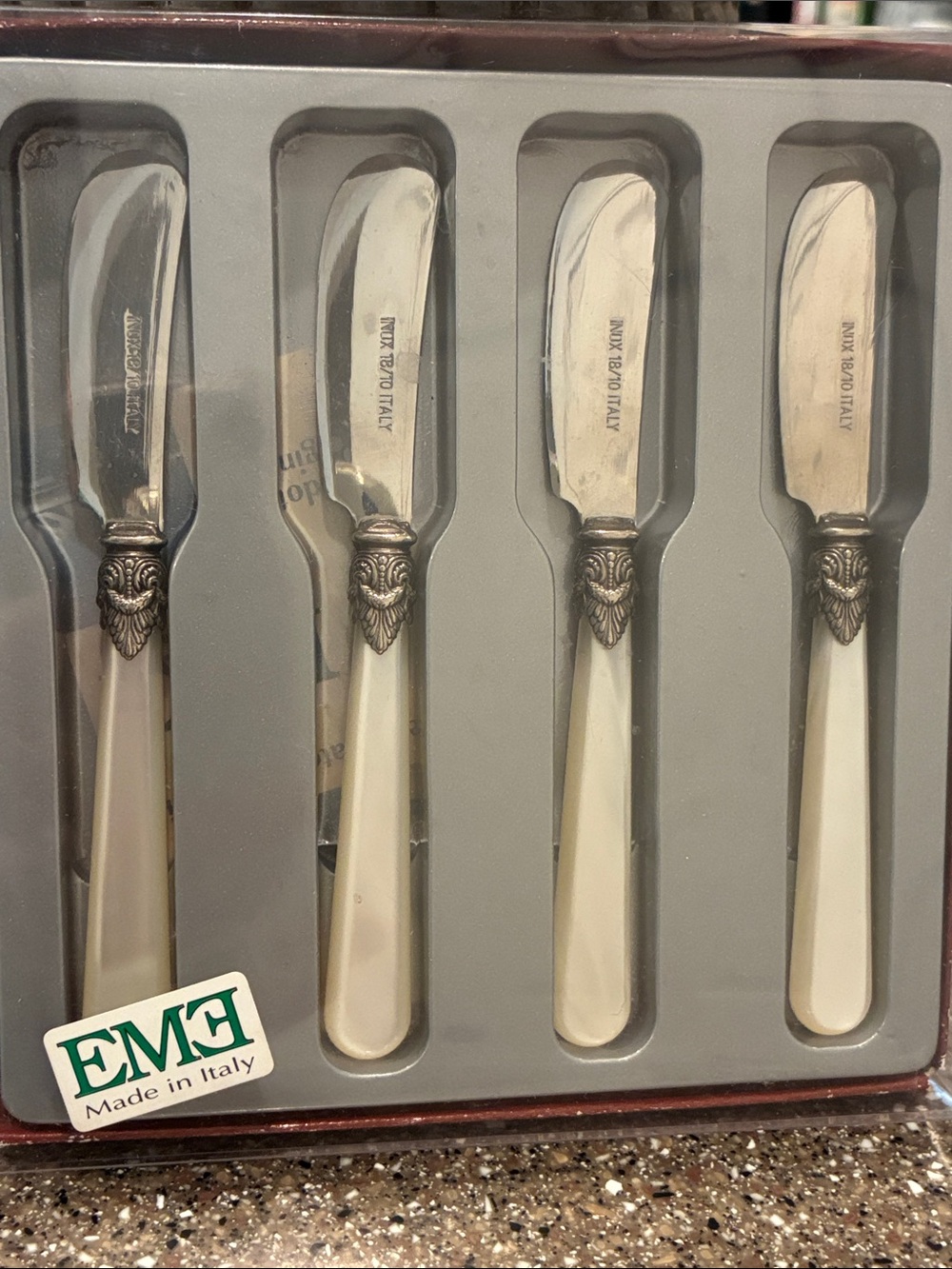 INOX Italy EME Venato Butter Knives/Cheese Spreader Set of 4